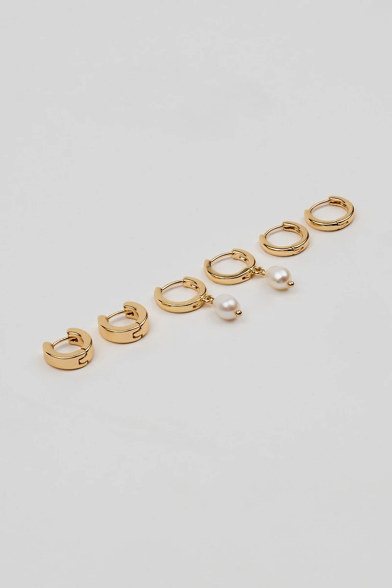 3 Pack Pearl Party Earrings