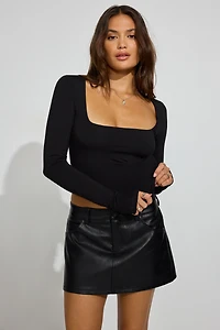 Faux Leather Micro Skort