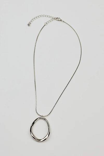 Hammered Single Oval Necklace