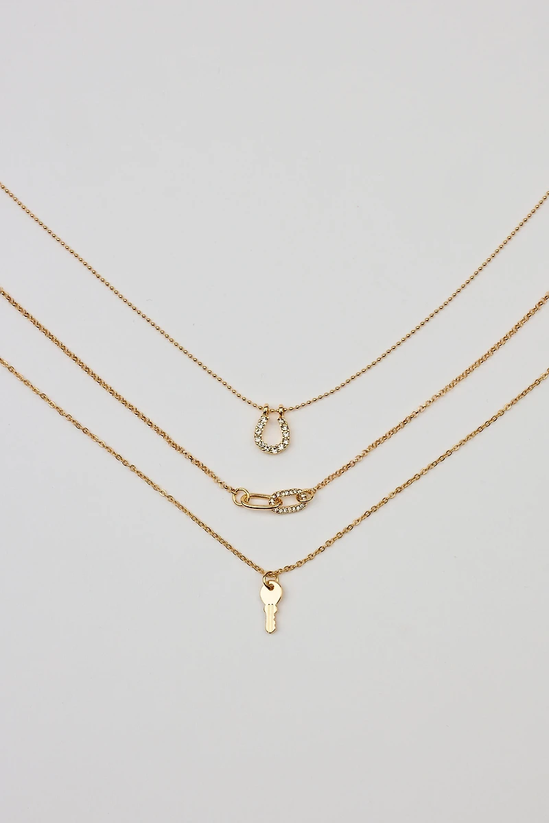 Set of 3 Key, Shoehorn & Link Necklaces