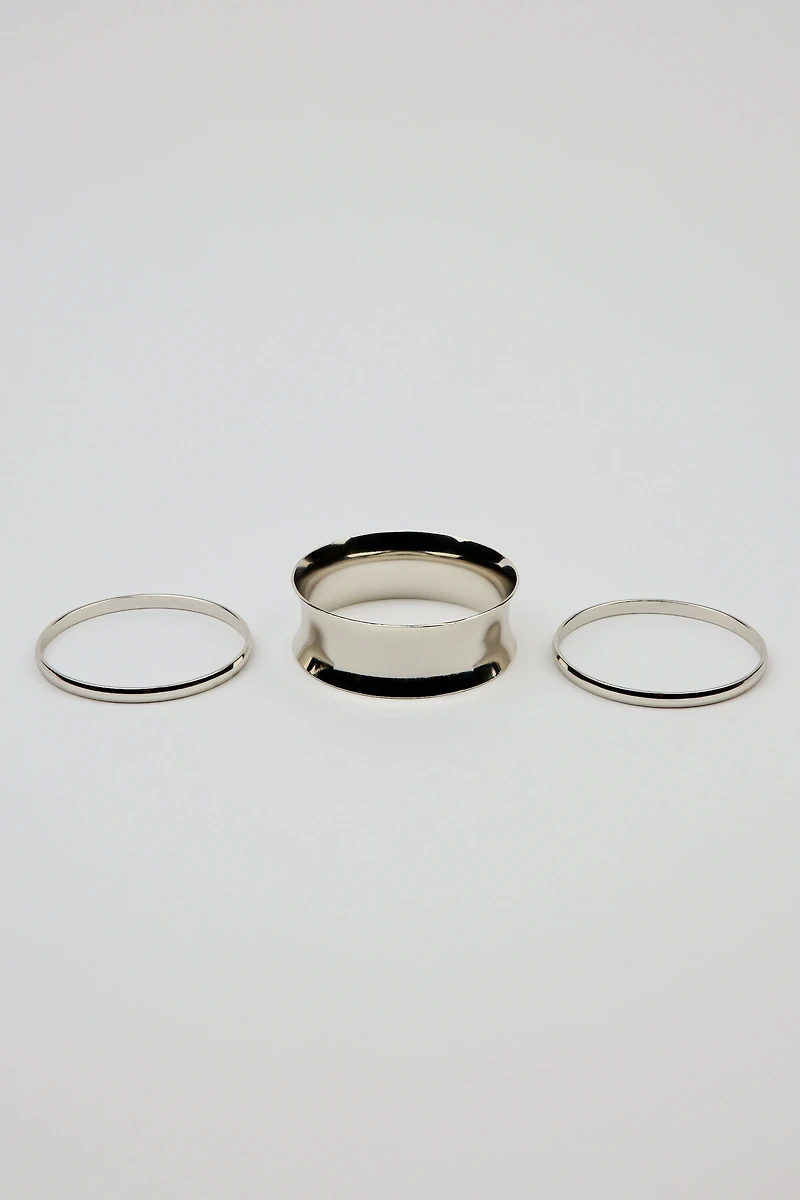 Ensemble de 3 bracelets rigides convexes et ondulés