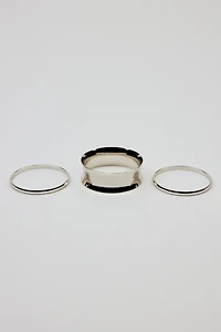 Ensemble de 3 bracelets rigides convexes et ondulés