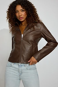Faux Leather Worker Jacket
