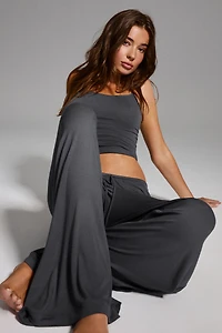 Pantalon décontracté côtelé diaphane