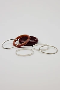 Set of 6 Resin & Clean Metal Bangles