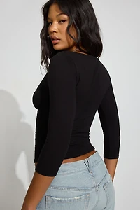 Three Quarter Sleeve Boat Neck Top
