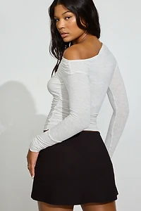 Sexy Cozy Asymmetric Long Sleeve Top