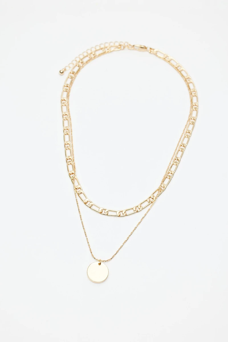 Set of 2 Chain & Medallion Necklaces