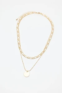 Set of 2 Chain & Medallion Necklaces