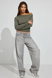 Sexy Cozy Asymmetric Long Sleeve Top