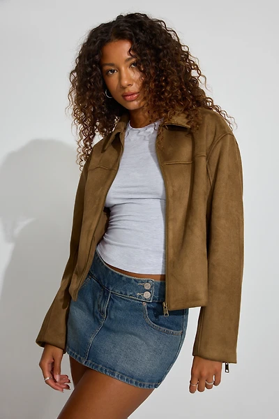 Blouson de travail ample en suède
