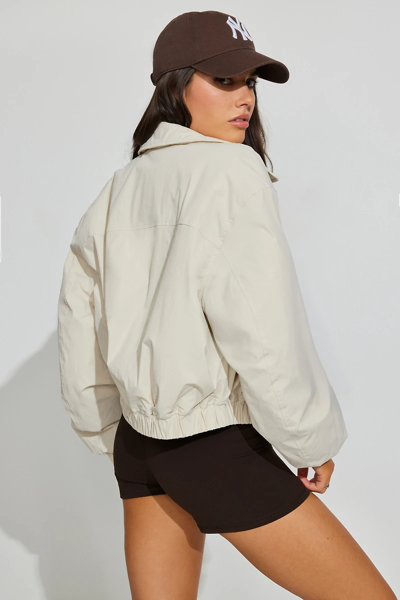 Cropped Nylon Bomber Jacket