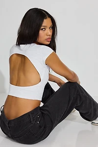 Open Back Cap Sleeve T Shirt