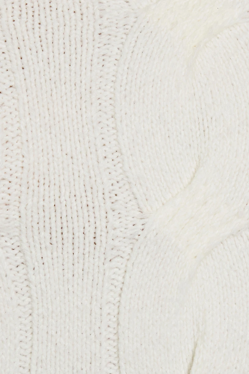 Cropped Cable Crewneck Sweater