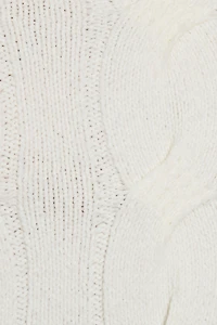 Cropped Cable Crewneck Sweater