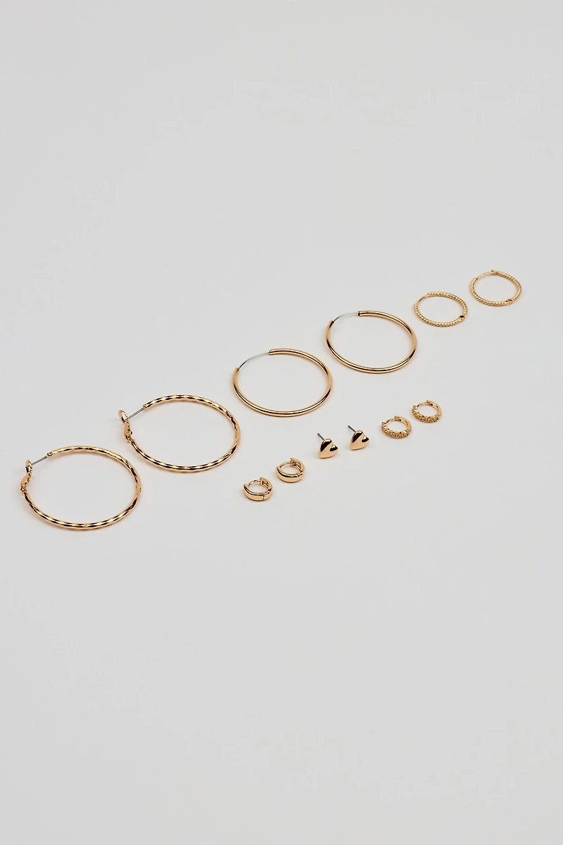 6 Pack of Mini Studs & Thin Hoop Earrings