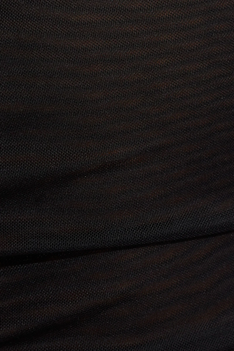 Asymmetric Mesh Long Sleeve Top