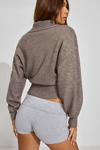Long Sleeve Spongy Henley Sweater