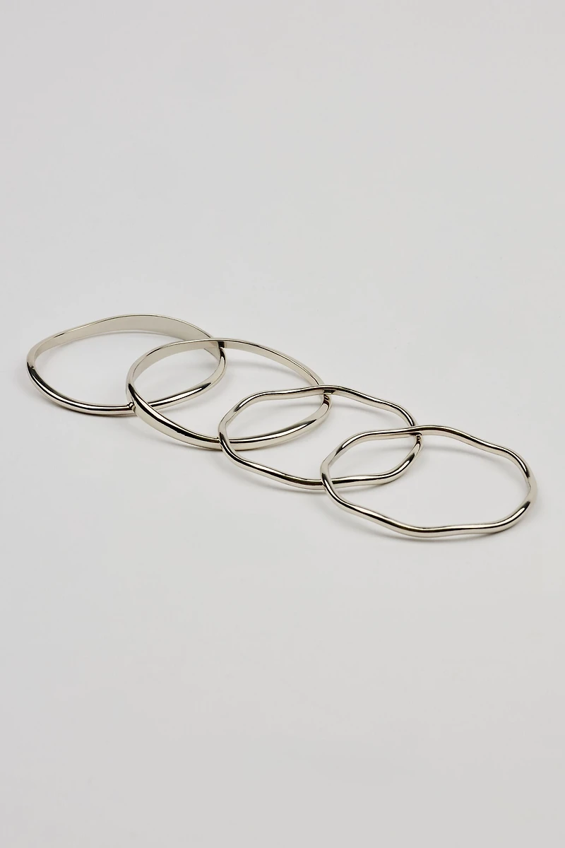 Ensemble de 4 bracelets rigides ondulés