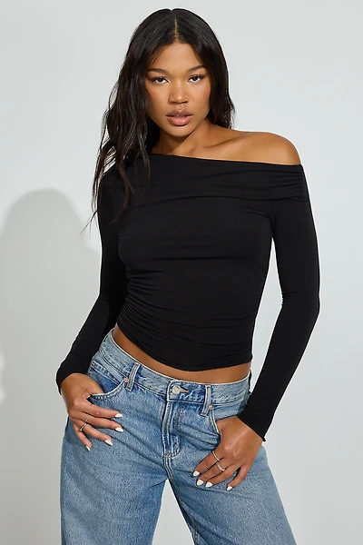 Sexy Cozy Asymmetric Long Sleeve Top