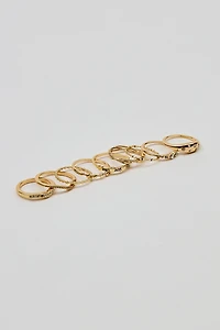 Set of 9 Gemmed & Textured Rings