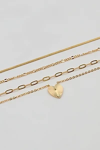 Set of 4 Heart & Chain Necklaces