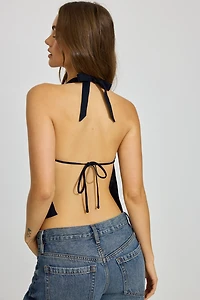 Linen Tie Back Halter Top