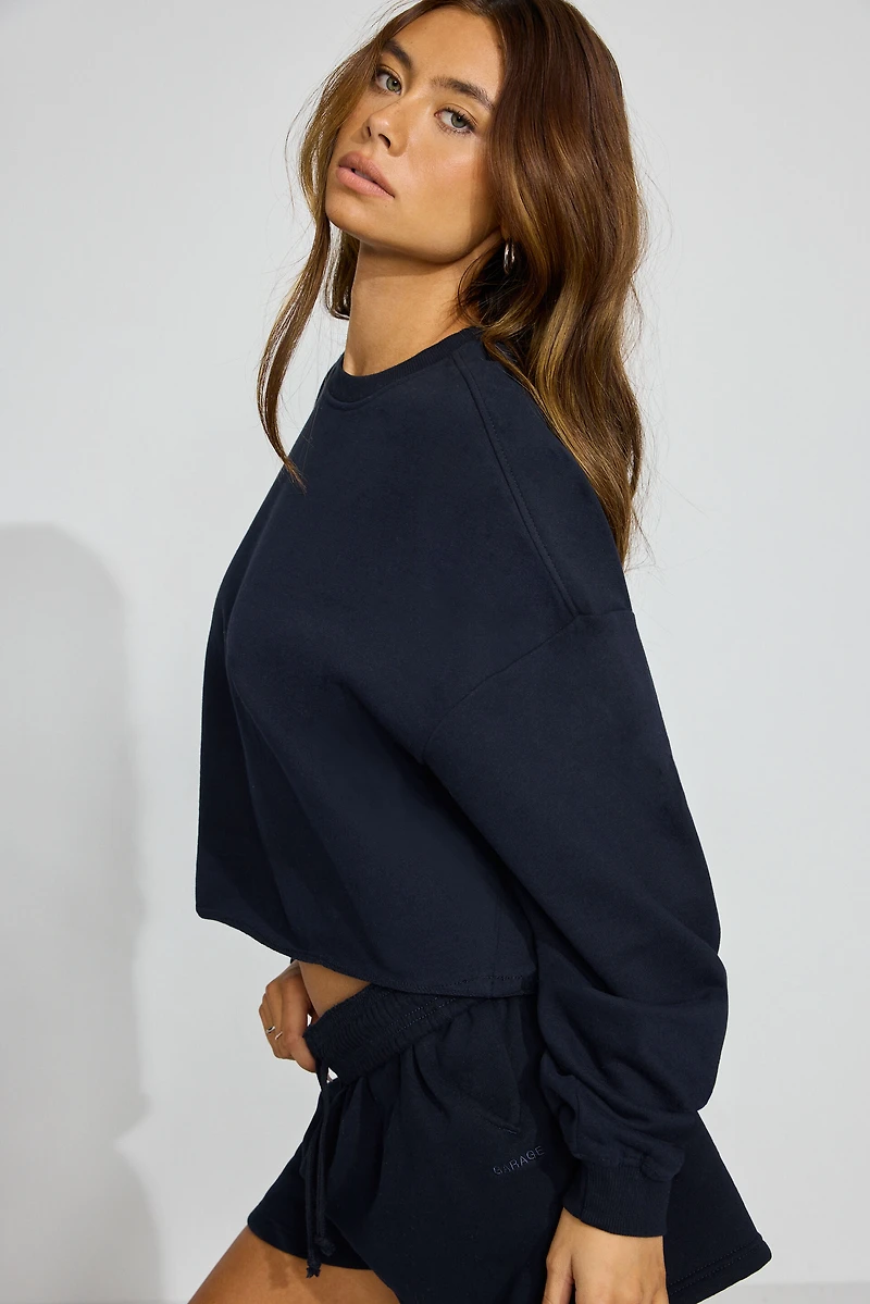 Sweatshirt SoftTerry à col rond et ourlet coup