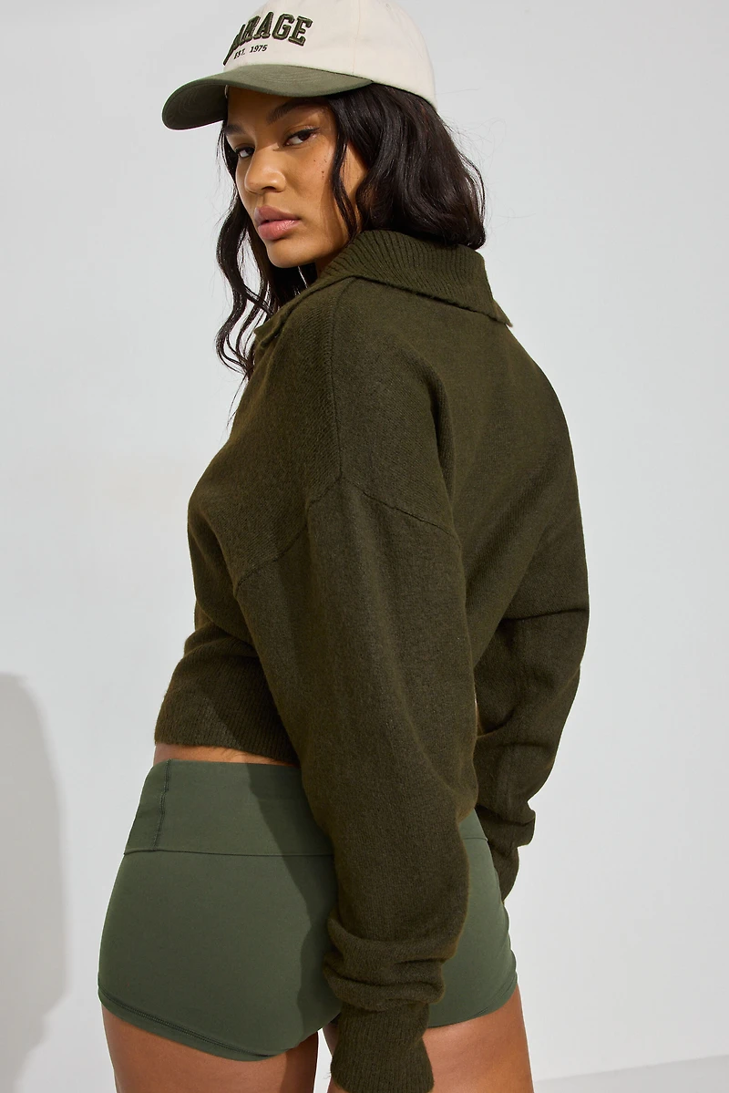 Long Sleeve Spongy Henley Sweater