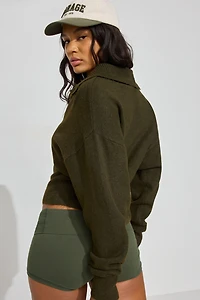 Long Sleeve Spongy Henley Sweater