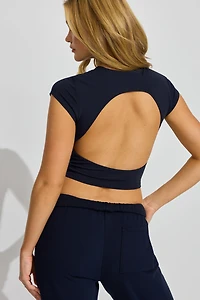 Open Back Cap Sleeve T Shirt