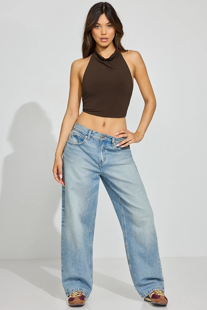 High Neck Cowl Top