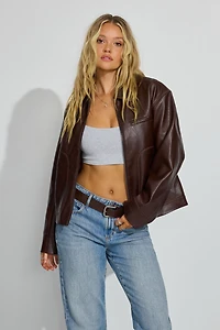 Blouson utilitaire ample en faux cuir