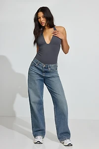 Sleek Plunge Halter Bodysuit