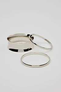 Ensemble de 3 bracelets rigides convexes et ondulés