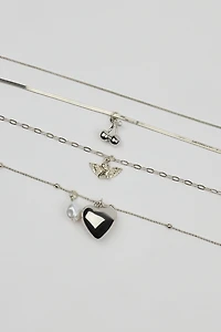 Ensemble de 4 colliers à breloques d'ange et de cerise