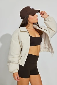 Cropped Nylon Bomber Jacket