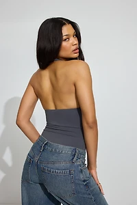 Sleek Plunge Halter Bodysuit