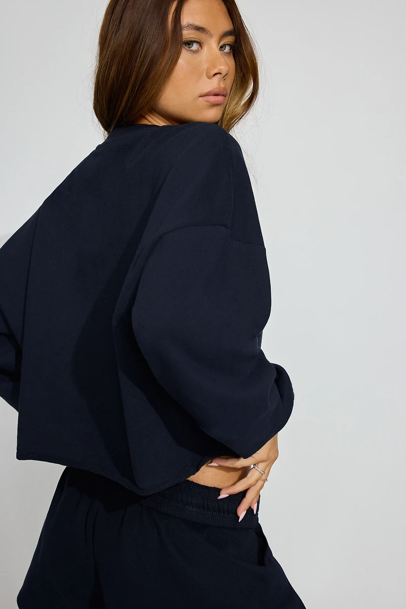 Sweatshirt SoftTerry à col rond et ourlet coup