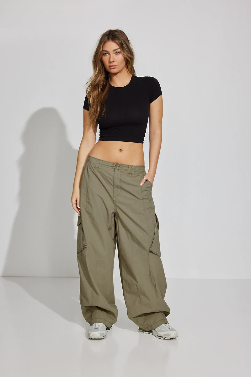 Low Rise Baggy Poplin Cargo Pants