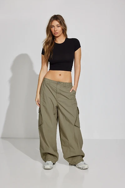Low Rise Baggy Poplin Cargo Pants