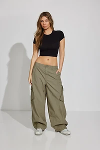 Low Rise Baggy Poplin Cargo Pants