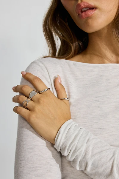 Ensemble de 4 petites bagues ondulées