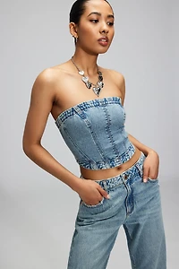 Denim Seamed Tube Top