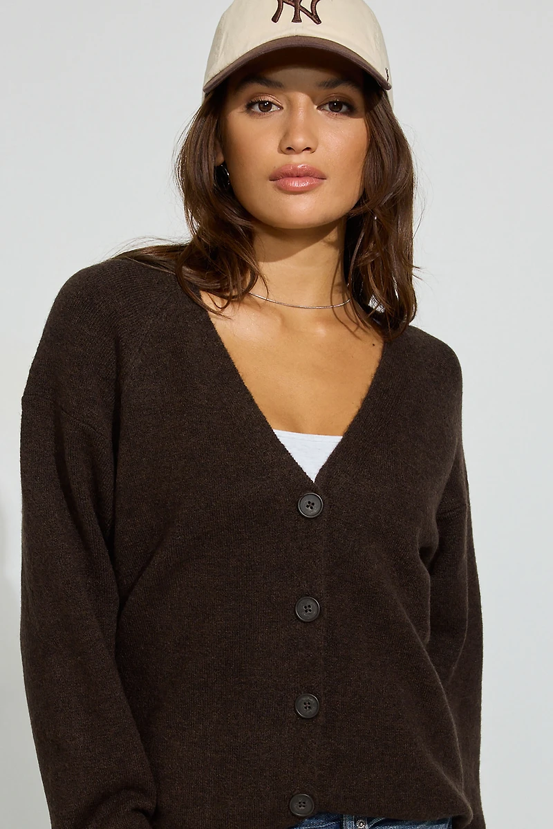 Cardigan spongieux surdimensionné à manches longues