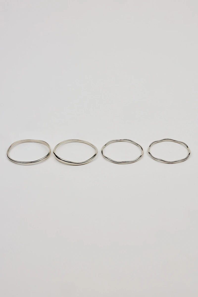 Ensemble de 4 bracelets rigides ondulés