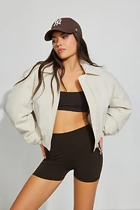 Cropped Nylon Bomber Jacket