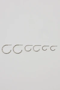 Ensemble de 3 paires d'anneaux d'oreilles ouverts et texturés