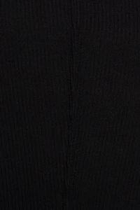 Ribbed Deep V Neck Long Sleeve Top
