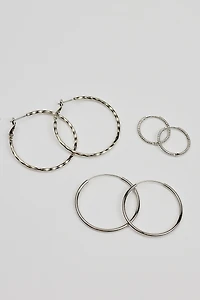 3 Pack of Mini Studs & Thin Hoop Earrings